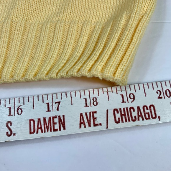 Orvis Vtg ButterYellow Sweater V-Neck Vest Men's L Golf Pullover 77TY Preppycore - Picture 6 of 8